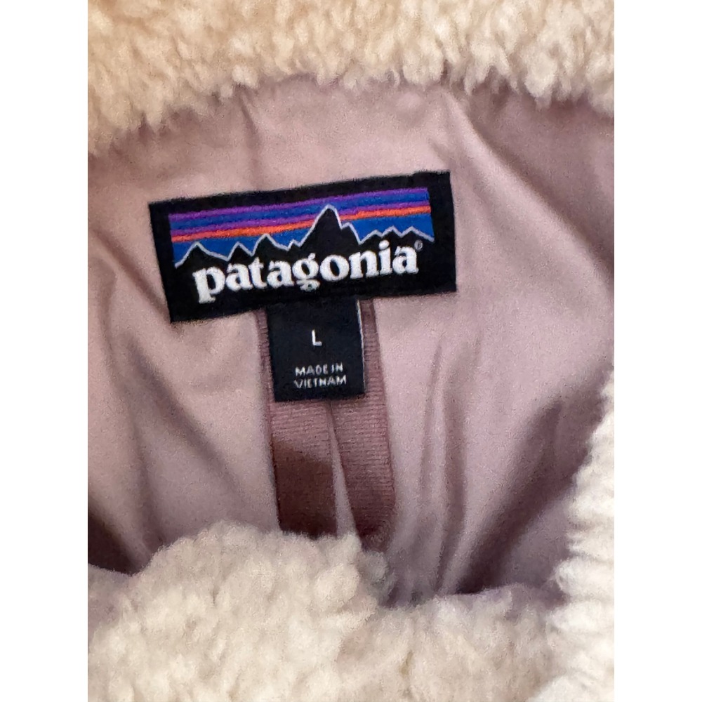 Patagonia Women's Fleece Jacket Cozy Sherpa Full Zip Tan Beige Size Large EUC - Picture 12 of 15